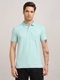Turtle - Men Blue Cotton Stretch Polo T-Shirt