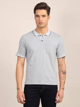 Turtle - Men Light Grey Pure Cotton Polo T-Shirt