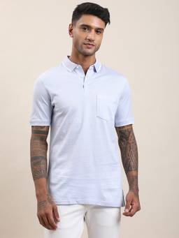 Turtle - Men Light Lavender Solid Pure Cotton Polo T-Shirt