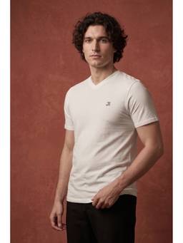 roar for good - Sustainable Men Regular Fit Organic Cotton V Neck White T-Shirt