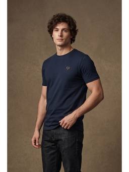 roar for good - Sustainable Organic Cotton Smart Casual Round Neck Navy Blue T Shirt