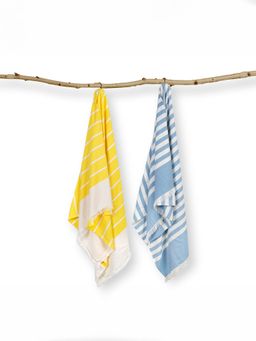 Mush - Bamboo derived Rayon Beach Towel Yellow & Blue (Pack of 2)