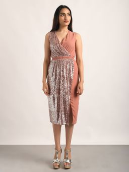 Attic Salt - Pink Solid-Plain Mini Dusty Pink Dress