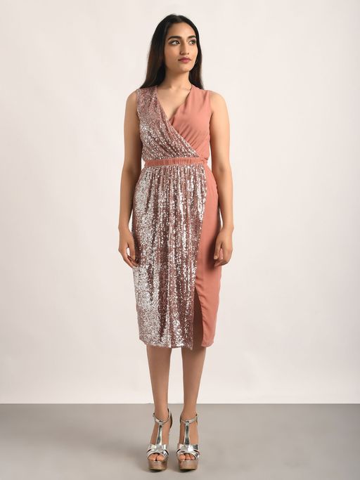 strapless open back dress Light Pink Poplin Mini Dress
