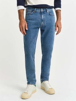 GANT - Blue Cotton Solid Jeans