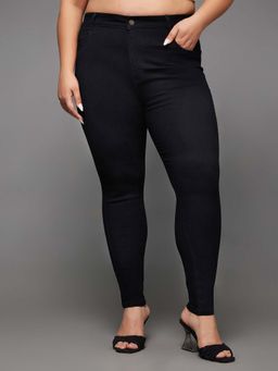 Miss Chase - A+ Curve Collection Plus Size Women's Black Skinny Fit Denim Jeans