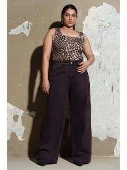 FREAKINS - Lush Burgundy Curve Wide Jeans