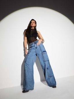 Miss Chase - Women Light Blue Wide Leg Jeans