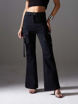 Miss Chase - Women Black Bootcut Stretchable Denim Jeans