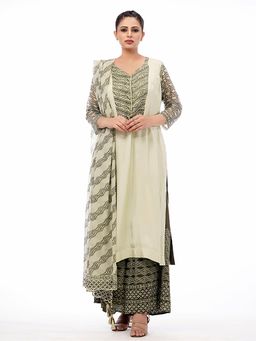 Shruti S - Green Printed Palazzo (Set of 3)