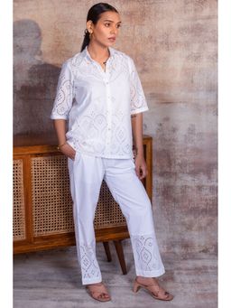 etre comfortwear - Cassia White Schiffli Co-Ord Set