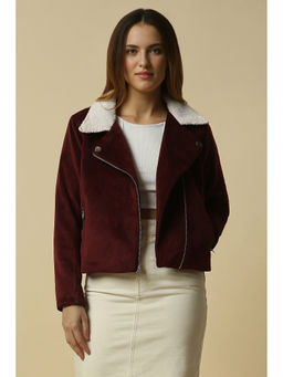 Allen Solly - Women Maroon Solid Casual Jacket