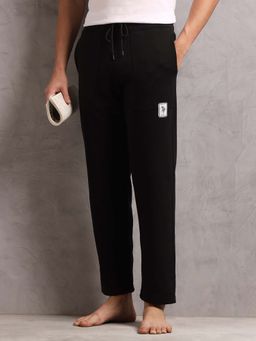 U.S. POLO ASSN. - Black Cotton Mid Waist Lounge Trackpant