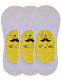 NEXT2SKIN - Mens Cotton Invisible Socks with Anti-Slip Silicon - Pack of 3 (White)