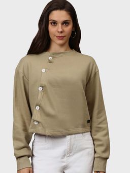 Campus Sutra - Brown Solid Sweatshirt