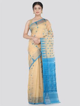 PinkLoom - Women's Soft Cotton Jamdani Saree Without Blouse Piece, Beige