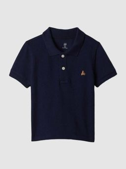 GAP - Navy Blue Solid Relaxed Fit Polo T-Shirt