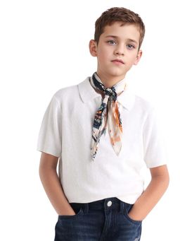 RARE ONES - Off White Textured Regular Fit Polo T-Shirt