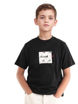 RARE ONES - Black Printed Regular Fit T-Shirt