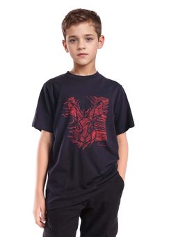 RARE ONES - Navy Blue Printed Regular Fit T-Shirt