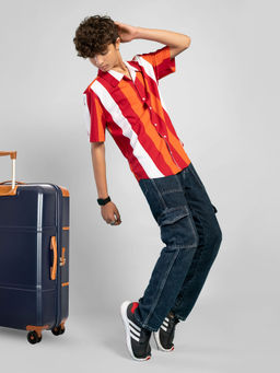 TeenTrums - 100% Cotton Teen Boys Short Sleeve Oversized Shirt-Red