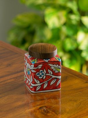 Buy ExclusiveLane 'Mughal Cuboidal' Storage Jar & Container In Ceramic ...