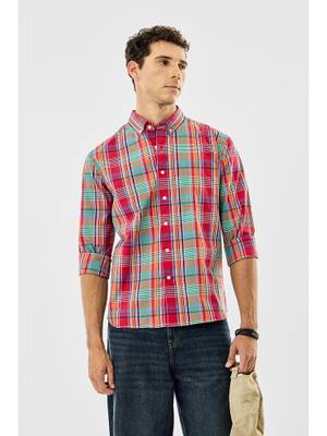Snitch Red Buy Snitch Red Checks Regular Casual Shirt (XS) Online