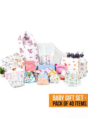 Buy Moms Home New Born Baby Organic Cotton Essentials Gift Set - 40 ...