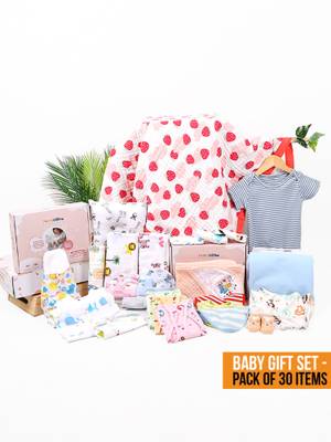 Buy Moms Home New Born Baby Organic Cotton Essentials Gift Set - 30 ...