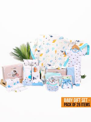 Buy Moms Home New Born Baby Organic Cotton Essentials Gift Set - 26 ...