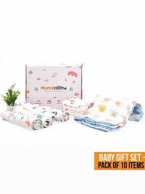 Buy Moms Home New Born Baby Organic Cotton Essentials Gift Set - 10 ...