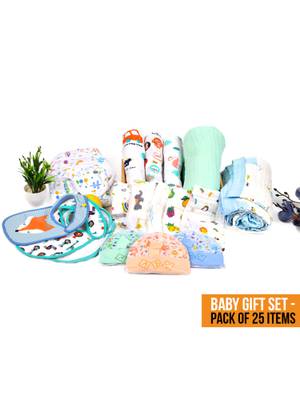 Buy Moms Home New Born Baby Organic Cotton Essentials Gift Set - 25 ...