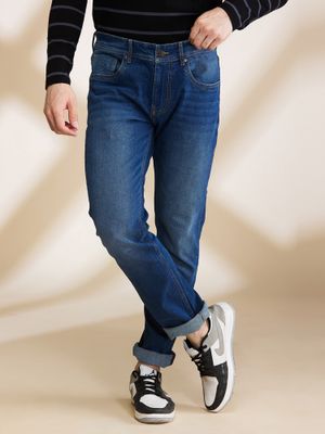 Mid Tone Straight Fit Denims For Men By Being Human Clothing