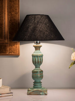Homesake - Algae Trophy Carved Table Lamp Black Cone