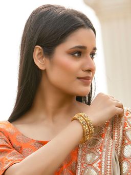 Priyaasi - Multi Color Ruby Emaraled Gold-plated (Set of 2) Bangles