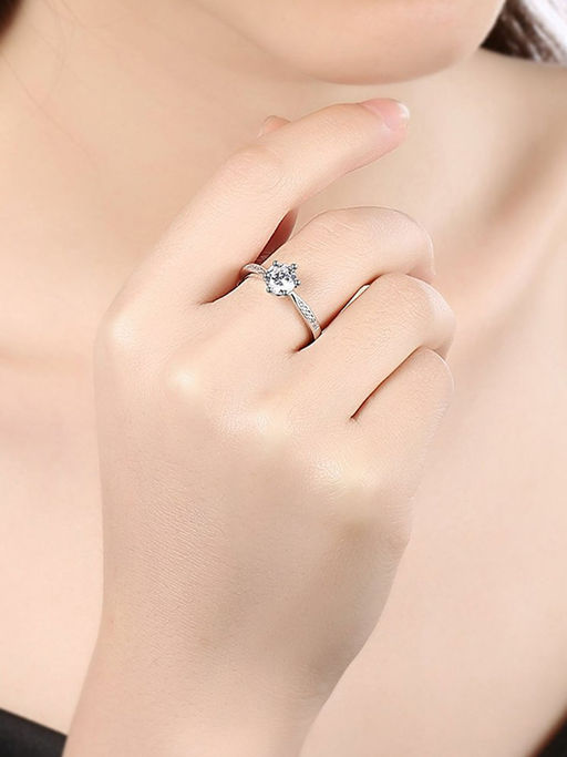Yellow Chimes Silver-Toned Crystal Studded Designer Finger Ring (7)