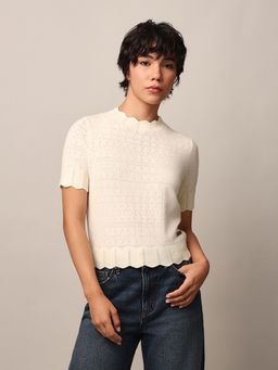 ONLY - Womens Regular Fit Off White Top