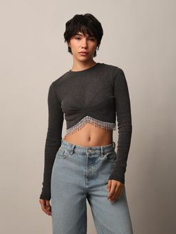 ONLY - Womens Slim Fit Black Crop Top