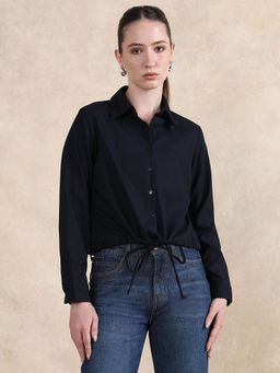 RAREISM - Hika Dark Navy Blue Regular Top