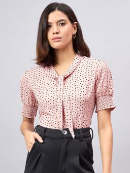 Style Quotient - Women Pink Polka Print Top