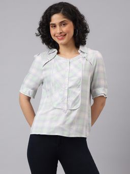Latin Quarters - Women Green Checkered Top