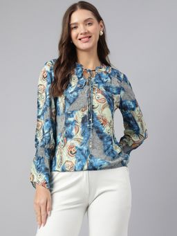 Latin Quarters - Women Blue Printed Top