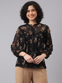 Latin Quarters - Women Black Floral Printed Top