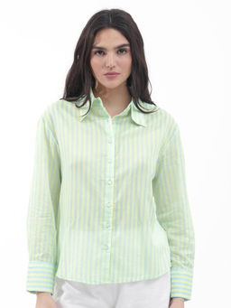 RAREISM - Aksana Primary Green Stripes Shirt
