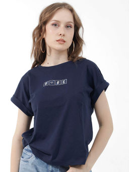 RAREISM - Alexy Navy Blue Printed T-Shirt