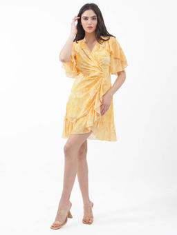 RAREISM - Buckley Primary Yellow Floral Mini Dress