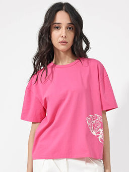 RAREISM - Grando Fluorescent Pink Printed T-Shirt