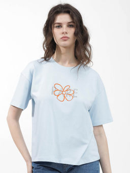 RAREISM - Karen Light Blue Printed T-Shirt