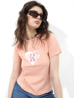 RAREISM - Lee Light Peach Printed T-Shirt
