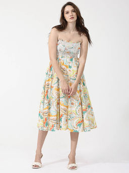 RAREISM - Lenoid Primary Multicolor Paisley Midi Dress